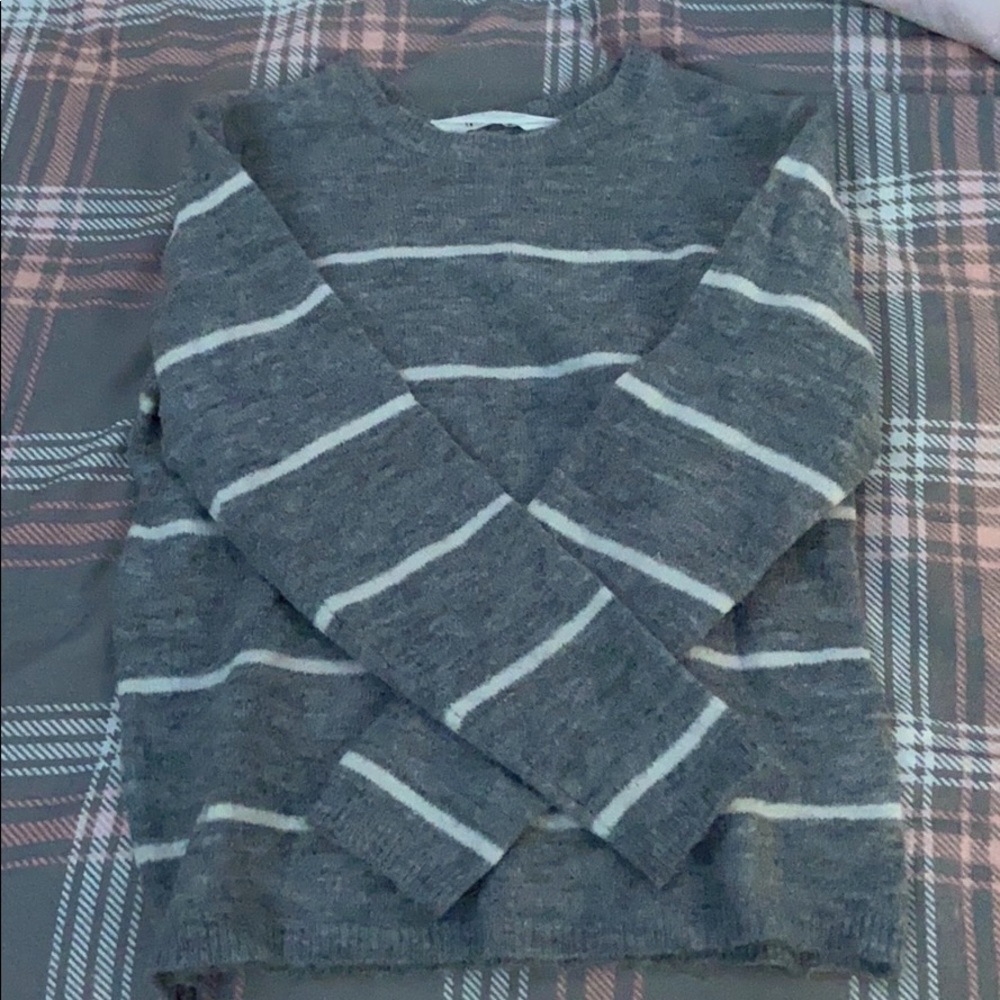 Grey and white striped sweater
